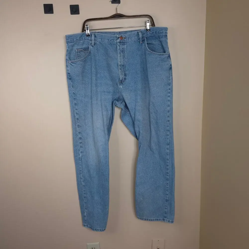 Rustler Relaxed Fit Straight Leg 100% Cotton Jeans in Light Wash Size 42x32